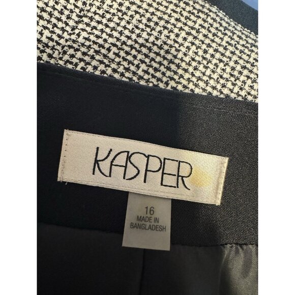 Kasper Separates Suit Jacket Blazer 16 Black White Classic Open Stretch - Picture 10 of 15